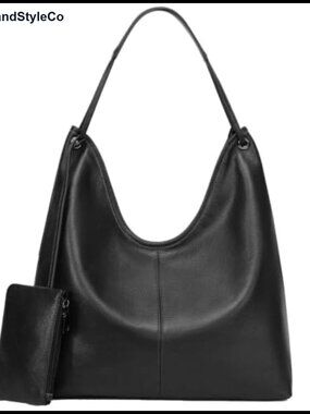 Genuine Leather Hobo Shoulder Bag Large Slouchy Handbag for Women Work Shopping